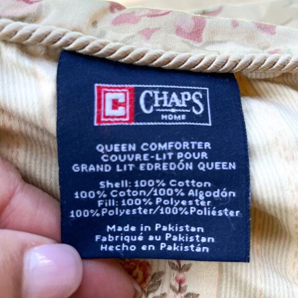 VTG Ralph Lauren Chaps Reversible Comforter Floral Stripes English Country Queen - Picture 7 of 7